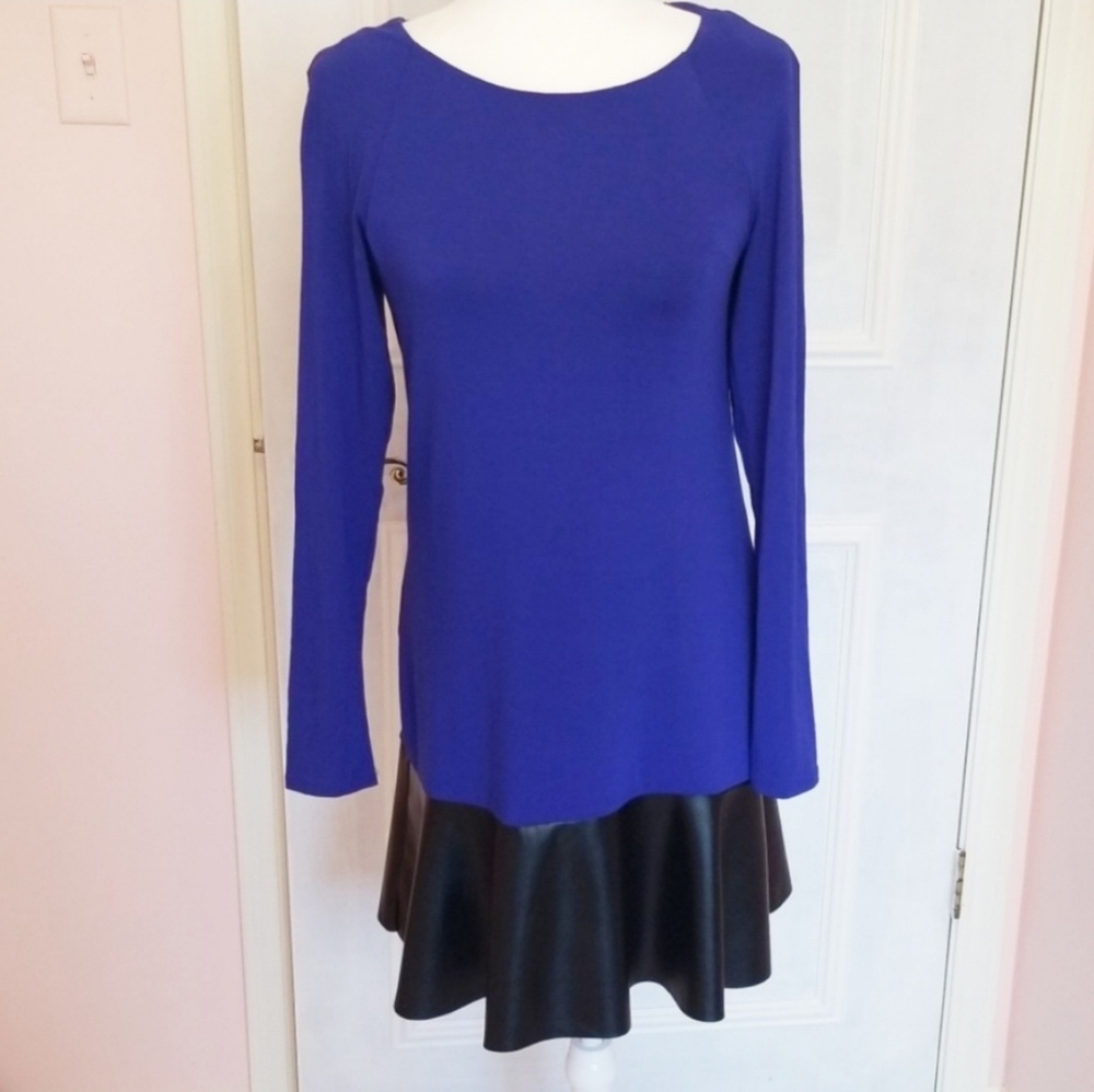HALEBOB blue and faux leather dress